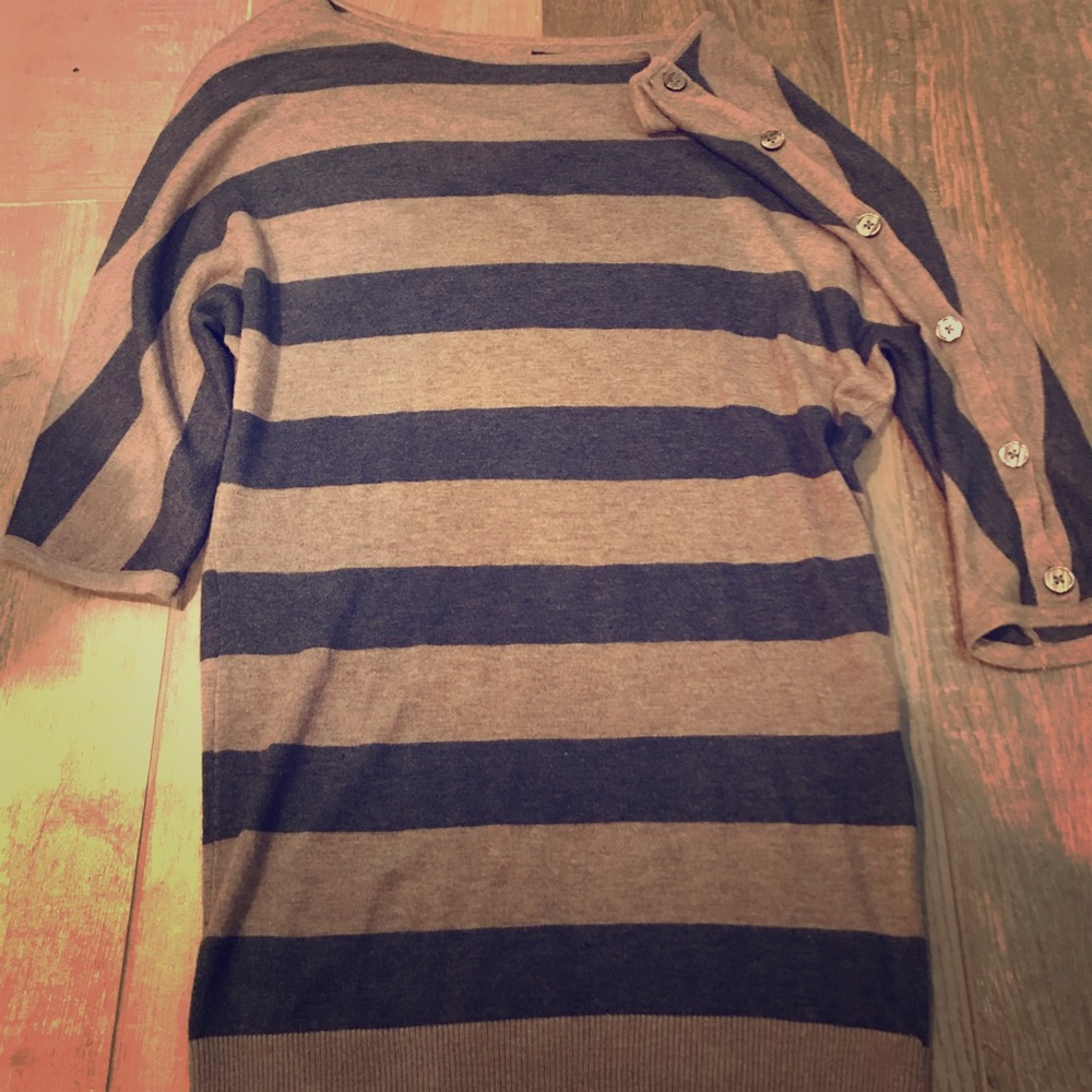 Express striped shirt with button on sleeve